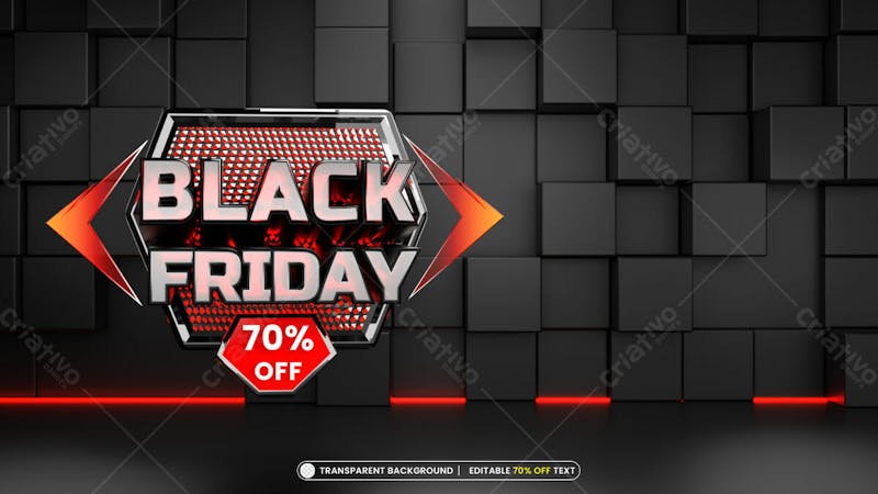 Black friday with editable offer text 3d render