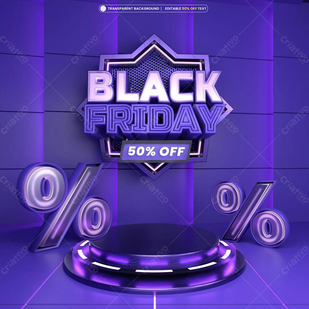 Black Friday With Editable Offer Text 3D Render