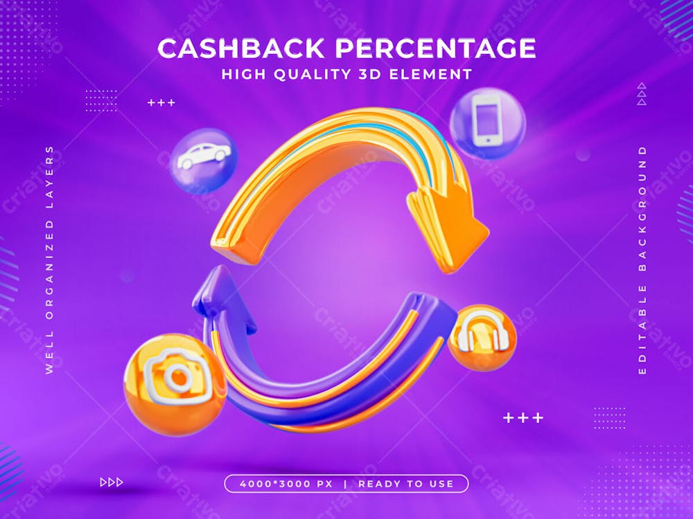 Cashback Icon Isolated 3D Render Illustration