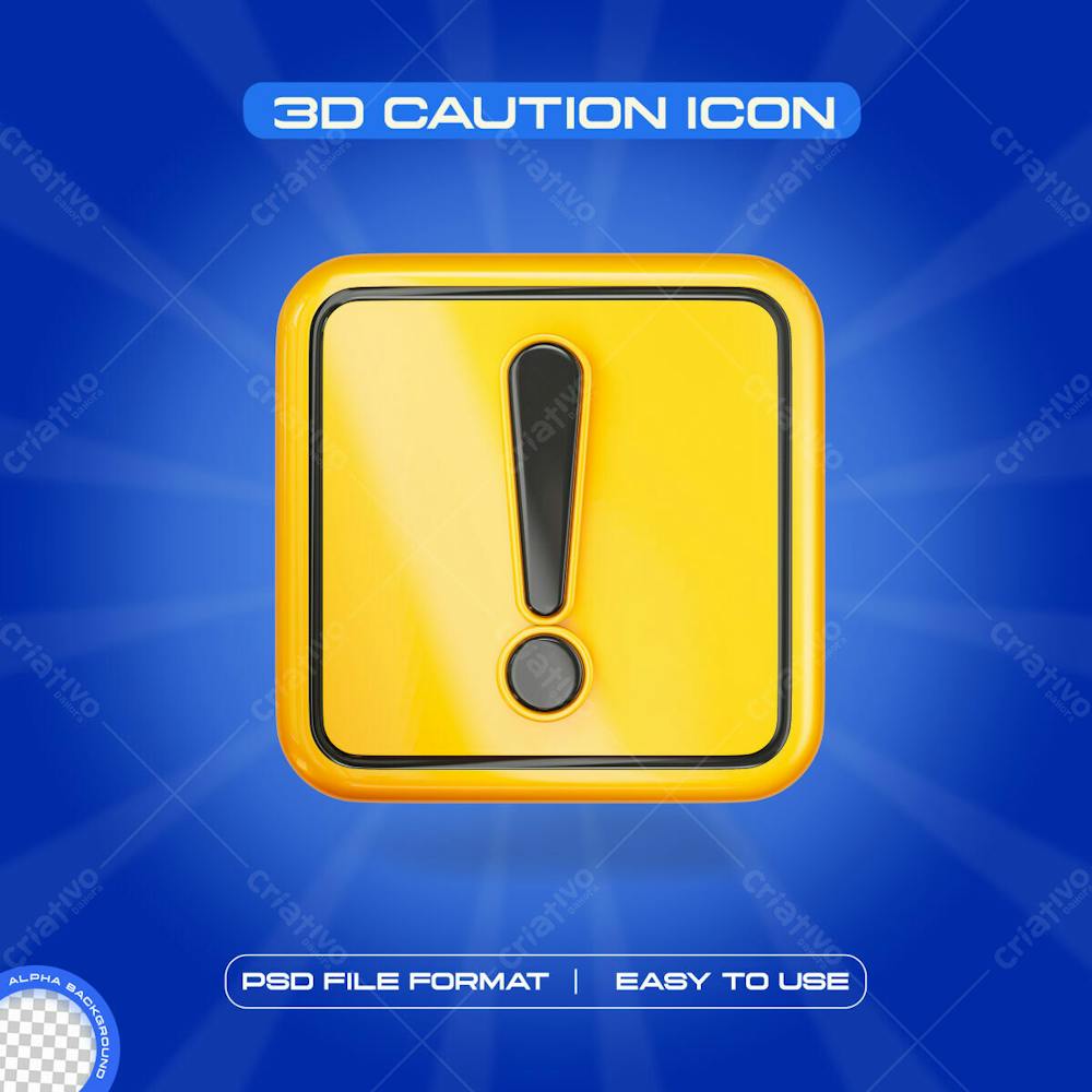 Caution Symbol Icon Isolated 3D Render Illustration