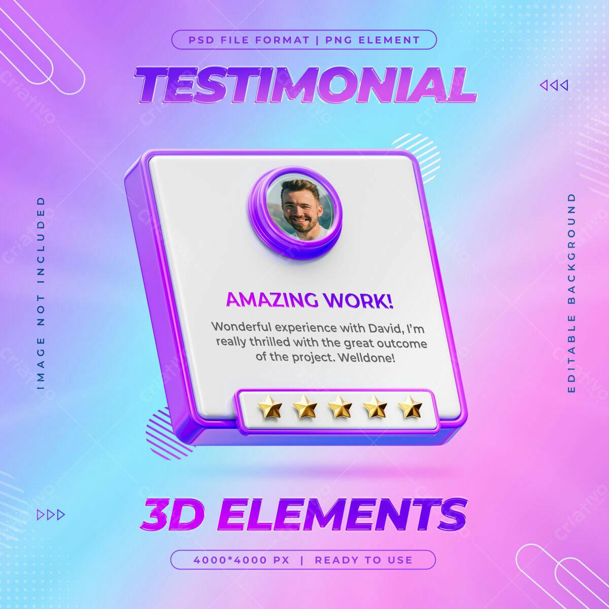 Modelo de Depoimento 3D PSD Editável