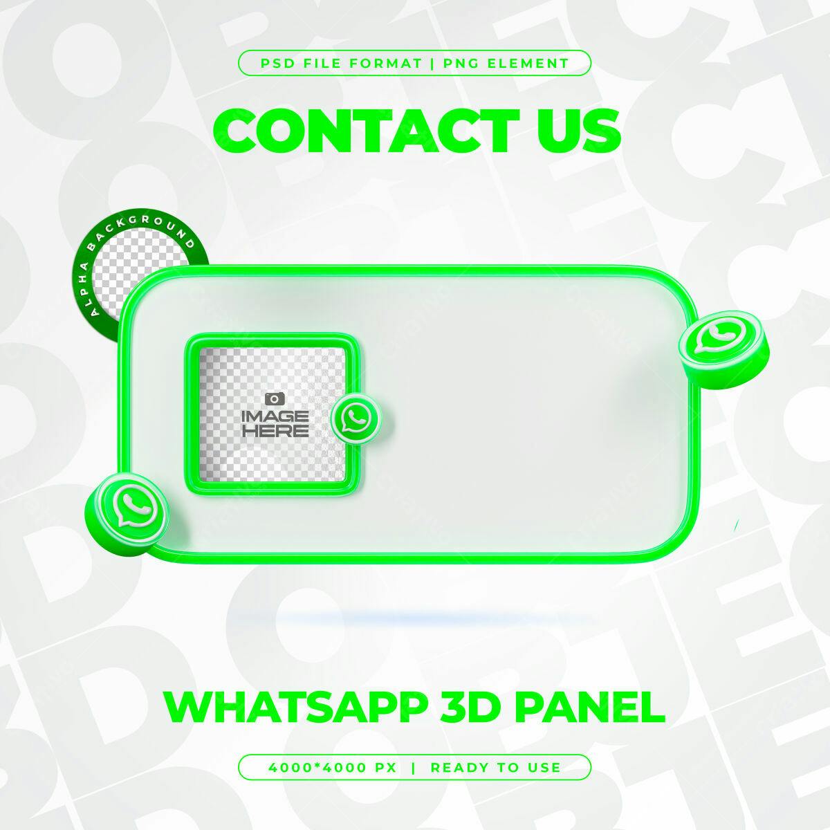 Painel 3D WhatsApp para Contato PSD Editável