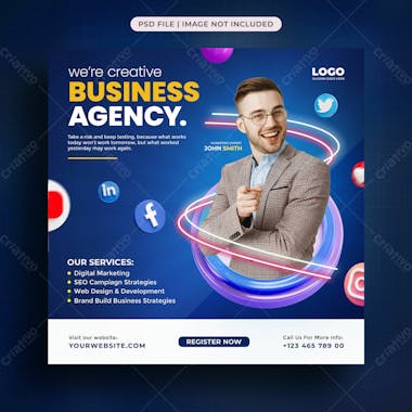 Creative marketing agency social media post template