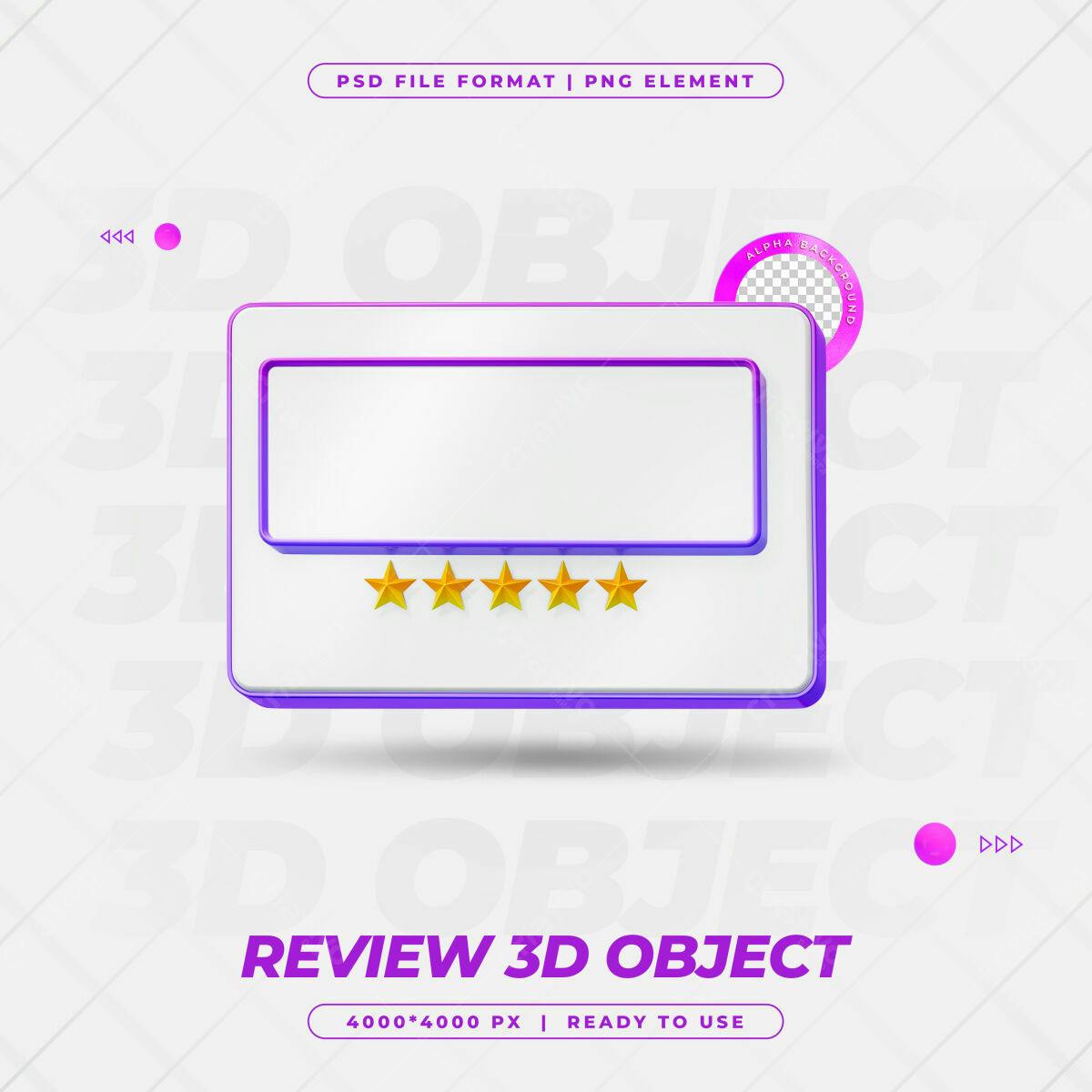 Objeto 3D para Avaliações PSD Editável