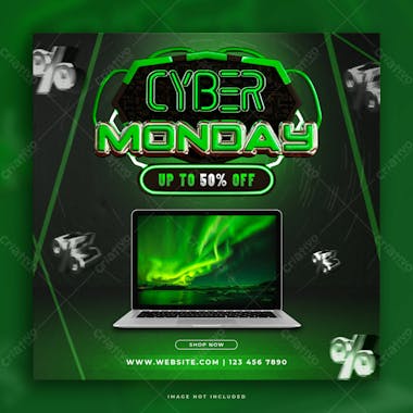 Cyber monday discount sale social media post design template