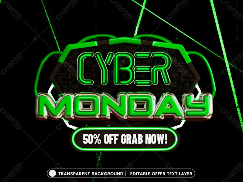 Cyber monday sale banner with editable offer text