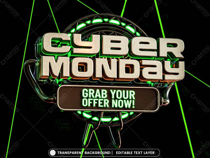 Cyber monday sale banner with editable text effect