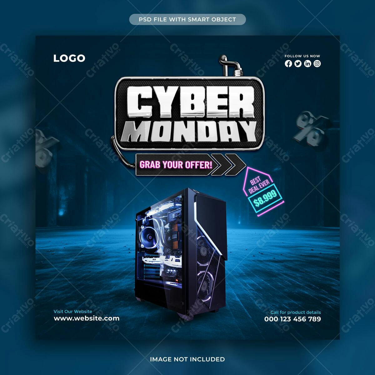 Postagem para Cyber Monday PSD Editável