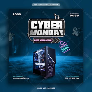 Cyber monday sale social media post design template