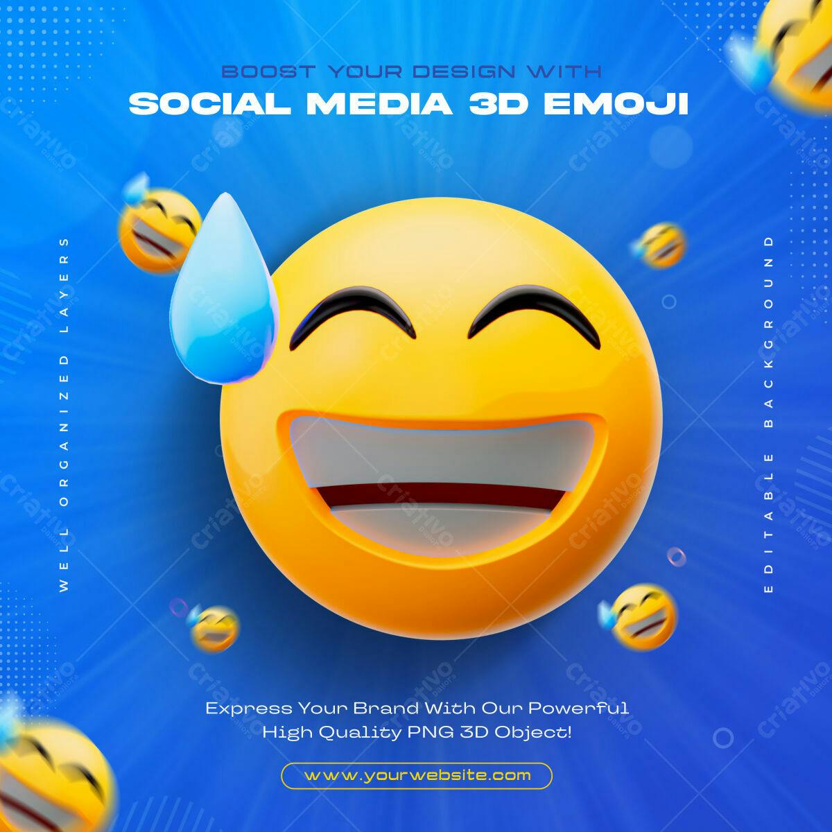 PSD para Mídias Sociais com Emoji 3D Editável