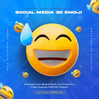 Downcast face emoji icon isolated 3d render illustration