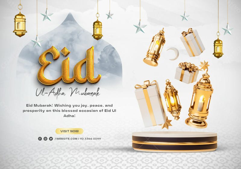 Eid al adha mubarak muslim festival social media banner design template