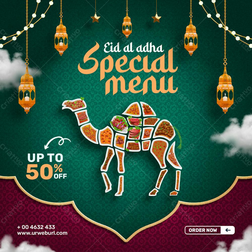 Eid Al Adha Special Food Menu Social Media Post Design Template