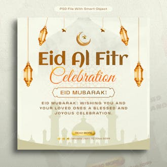 Eid al fitr celebration social media post design template