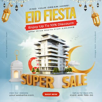 Eid fest super sale social media post design template