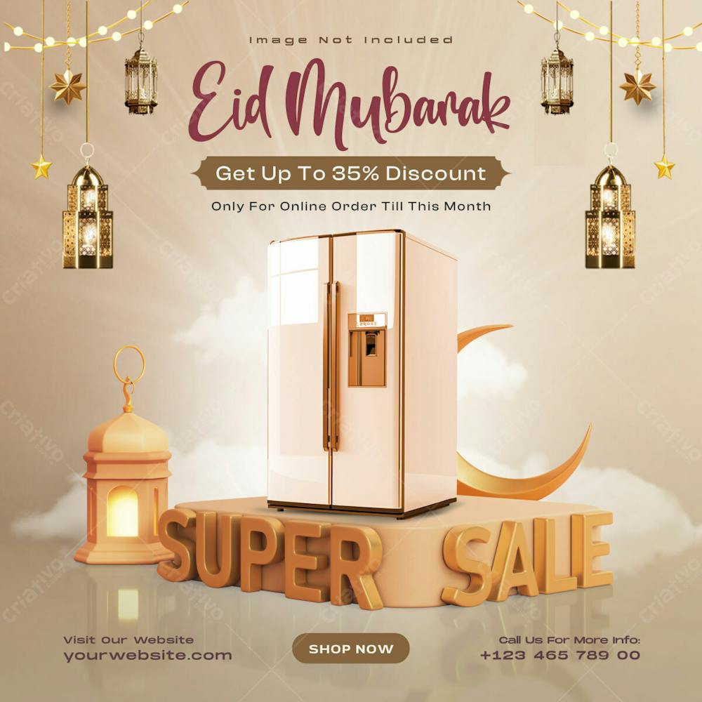 Eid Mubarak And Eid Ul Fitr Super Sale Social Media Post Design Template