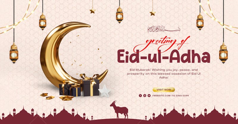 Eid ul adha islamic greetings social media banner design template