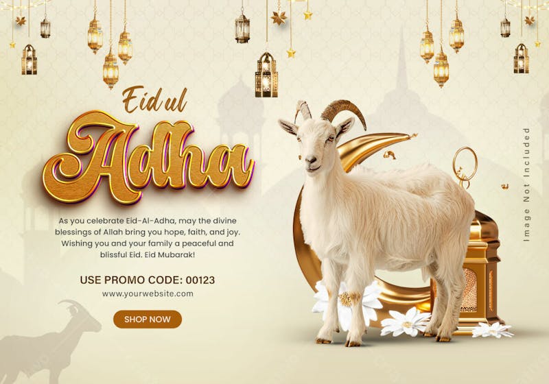 Eid ul adha mubarak sale banner design template