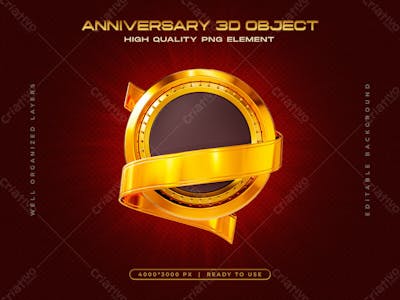 Elegant Gold Emblem Badge 3D Render Illustration