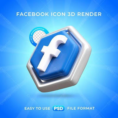 Facebook Logo Social Media Icon 3D Render
