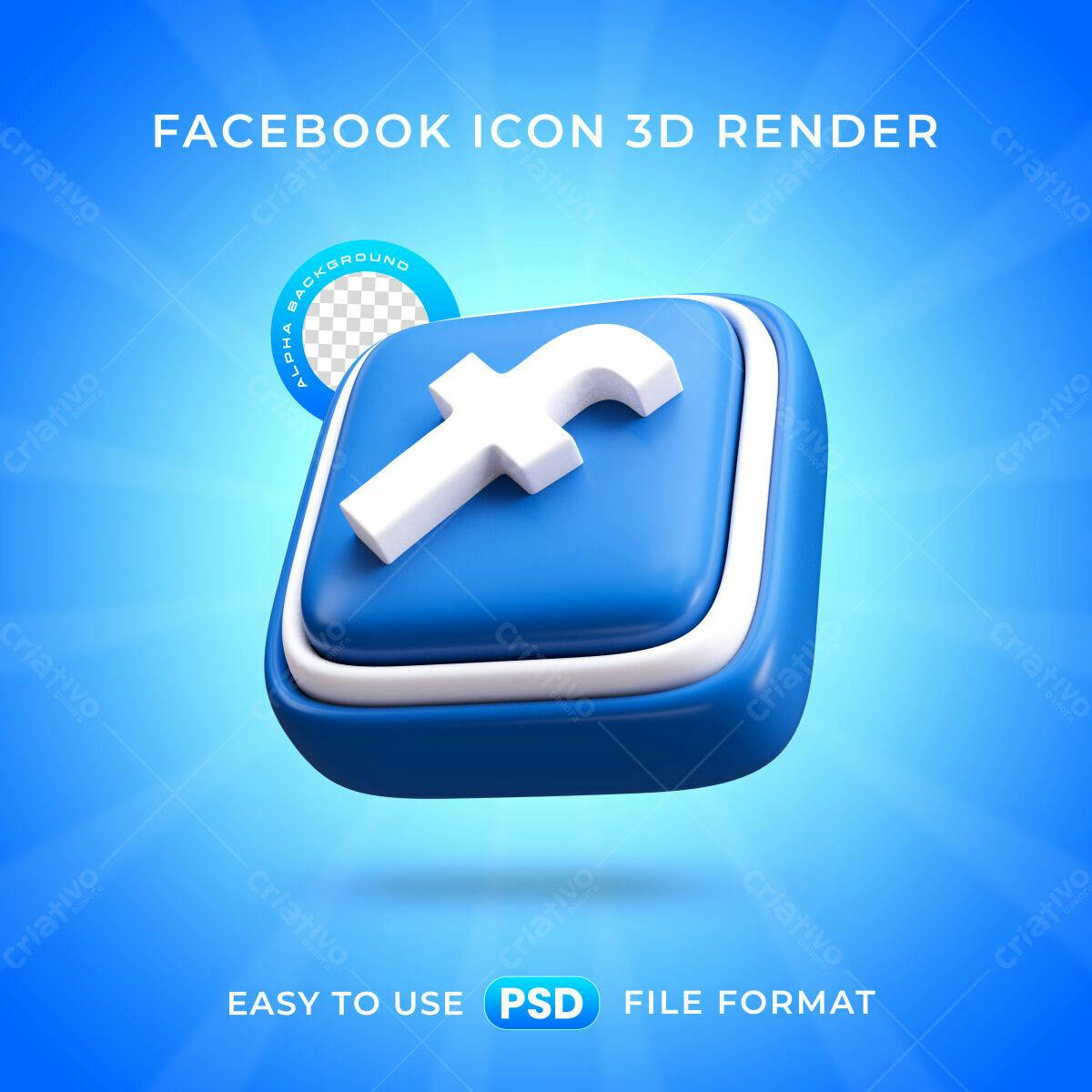 Ícone Facebook 3D PSD Editável