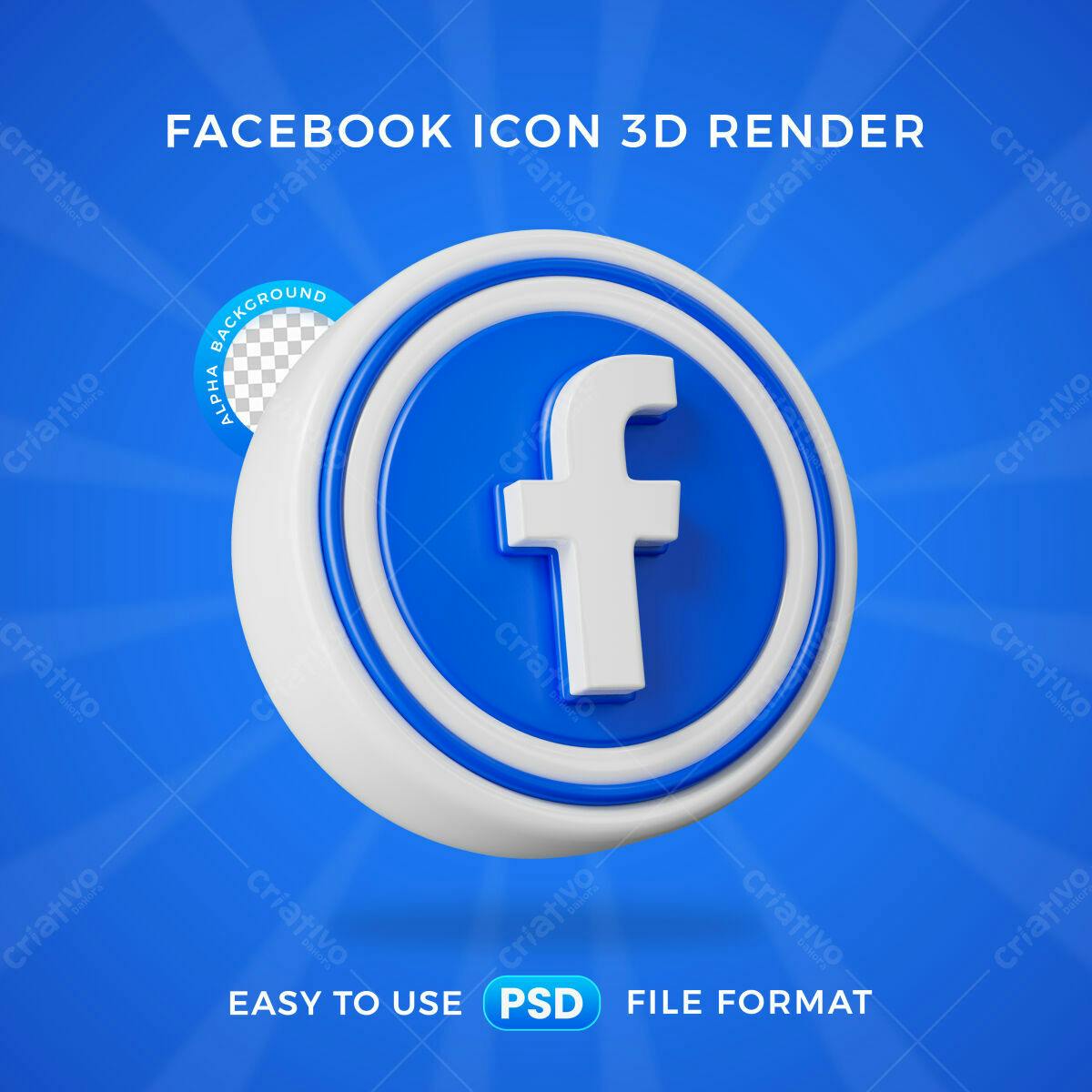 Ícone Facebook 3D PSD Editável