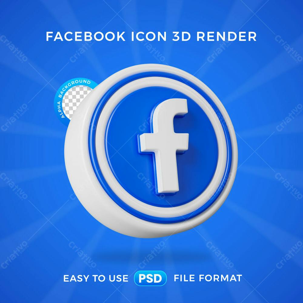 Facebook Logo Social Media Icon Isolated 3D Render Illustration