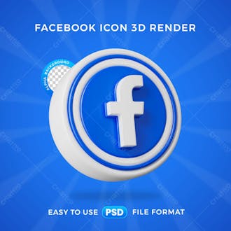 Facebook logo social media icon isolated 3d render illustration