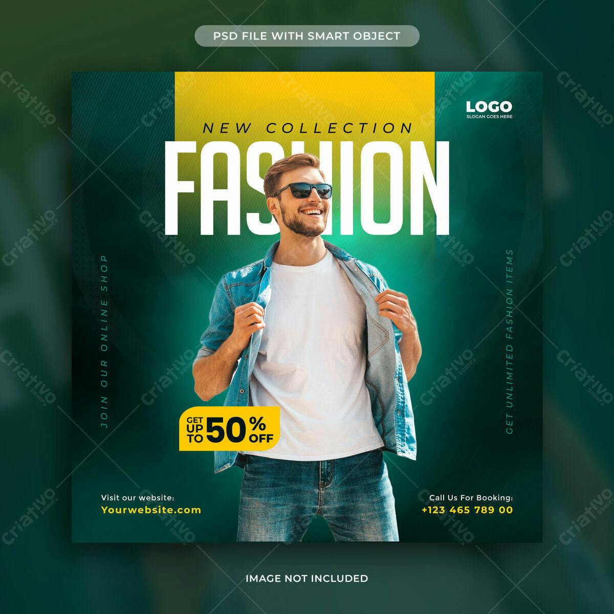 Flyer Moda Masculina com 50% de Desconto PSD Editável