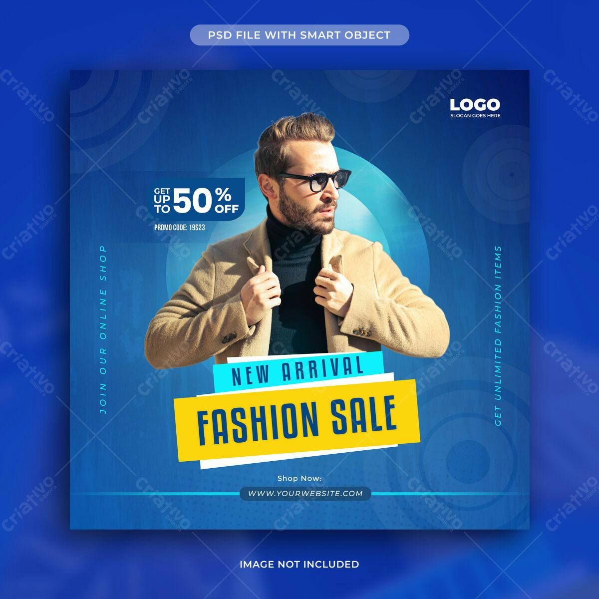 Postagem de Mídias Sociais para Promoção de Moda PSD Editável