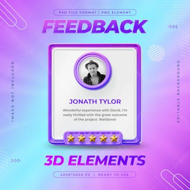 Feedback review and star rating for social media post design template