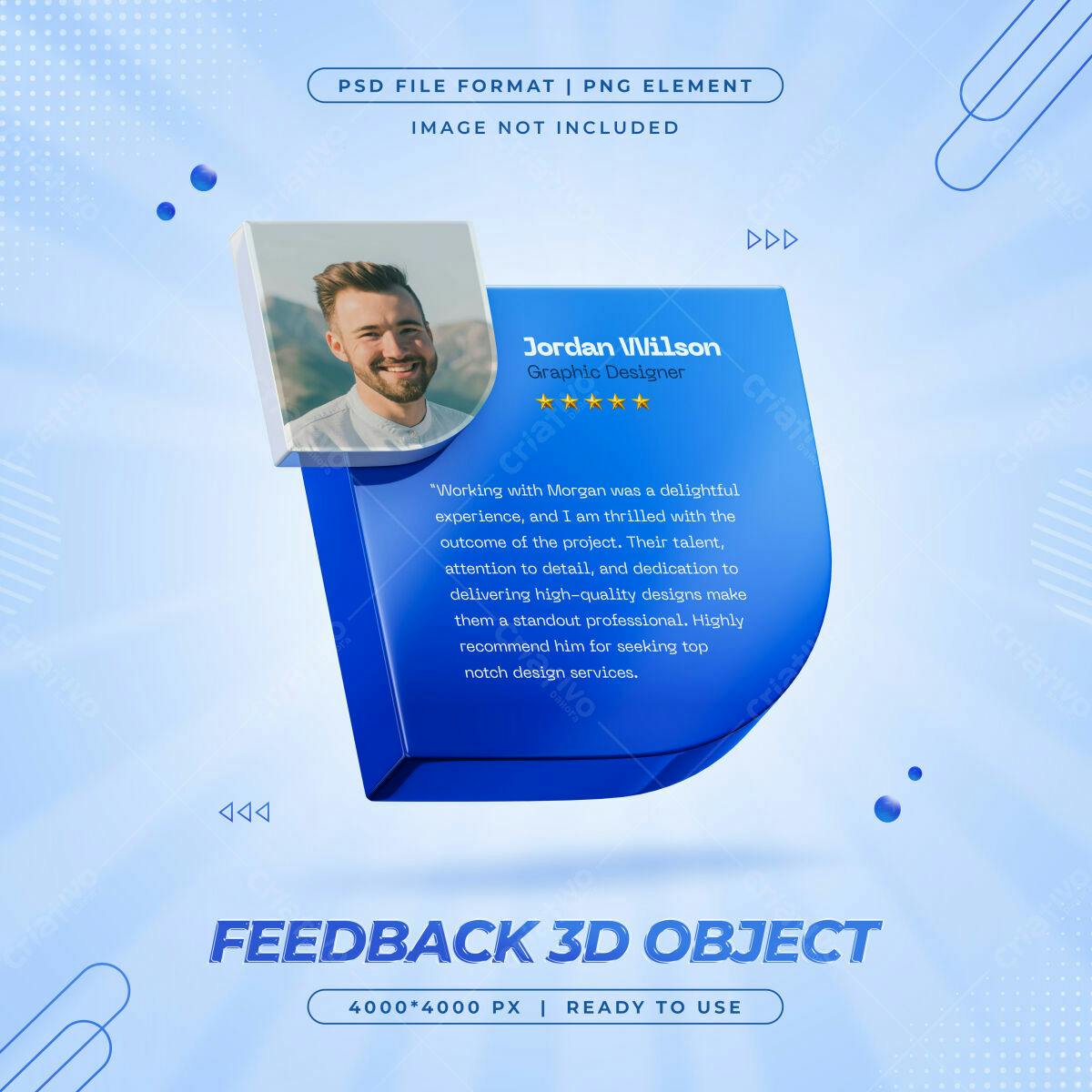 Feedback 3D Objeto para Redes Sociais PSD Editável