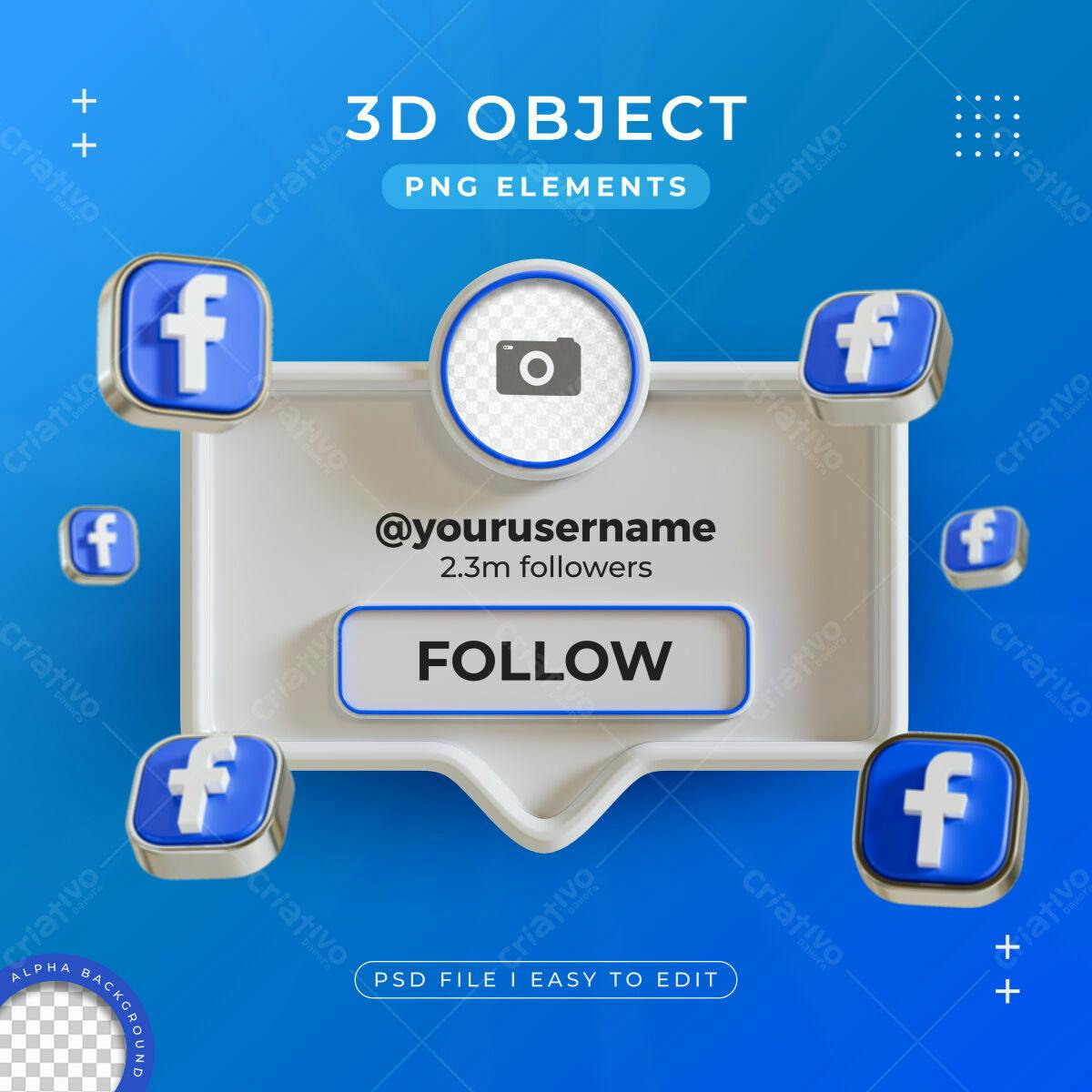 Banner Redes Sociais 3D PSD Editável