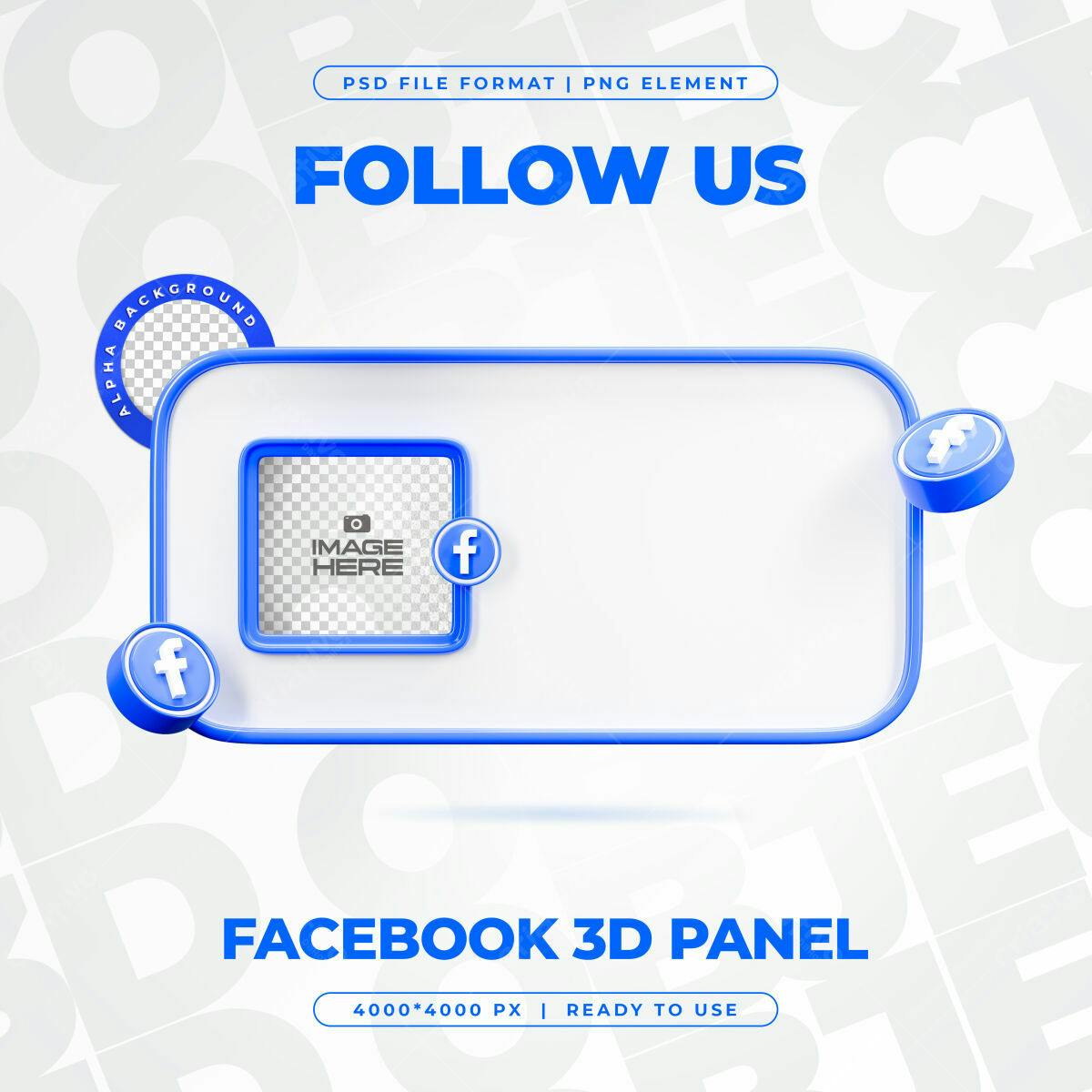 Painel 3D Facebook PSD Editável