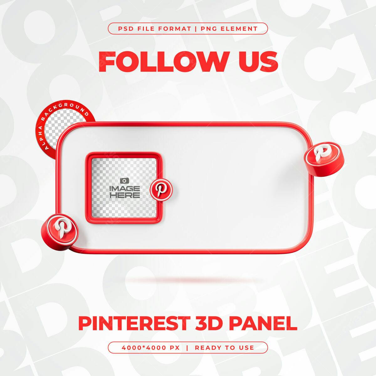 Painel Pinterest 3D PSD Editável