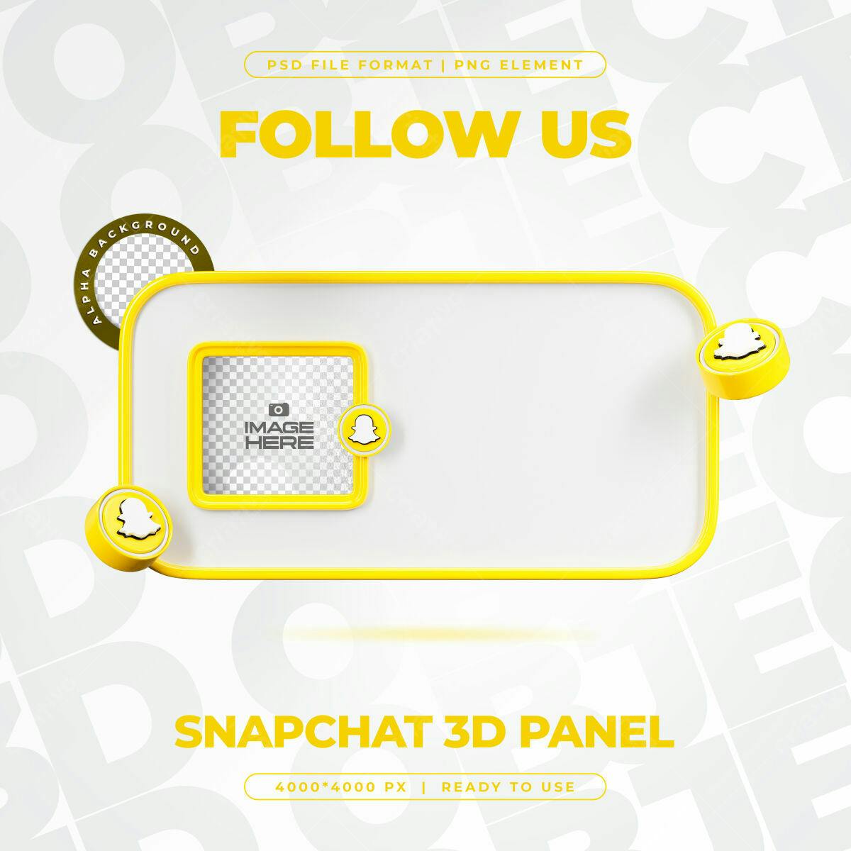 Painel 3D Snapchat para Mídias Sociais PSD Editável