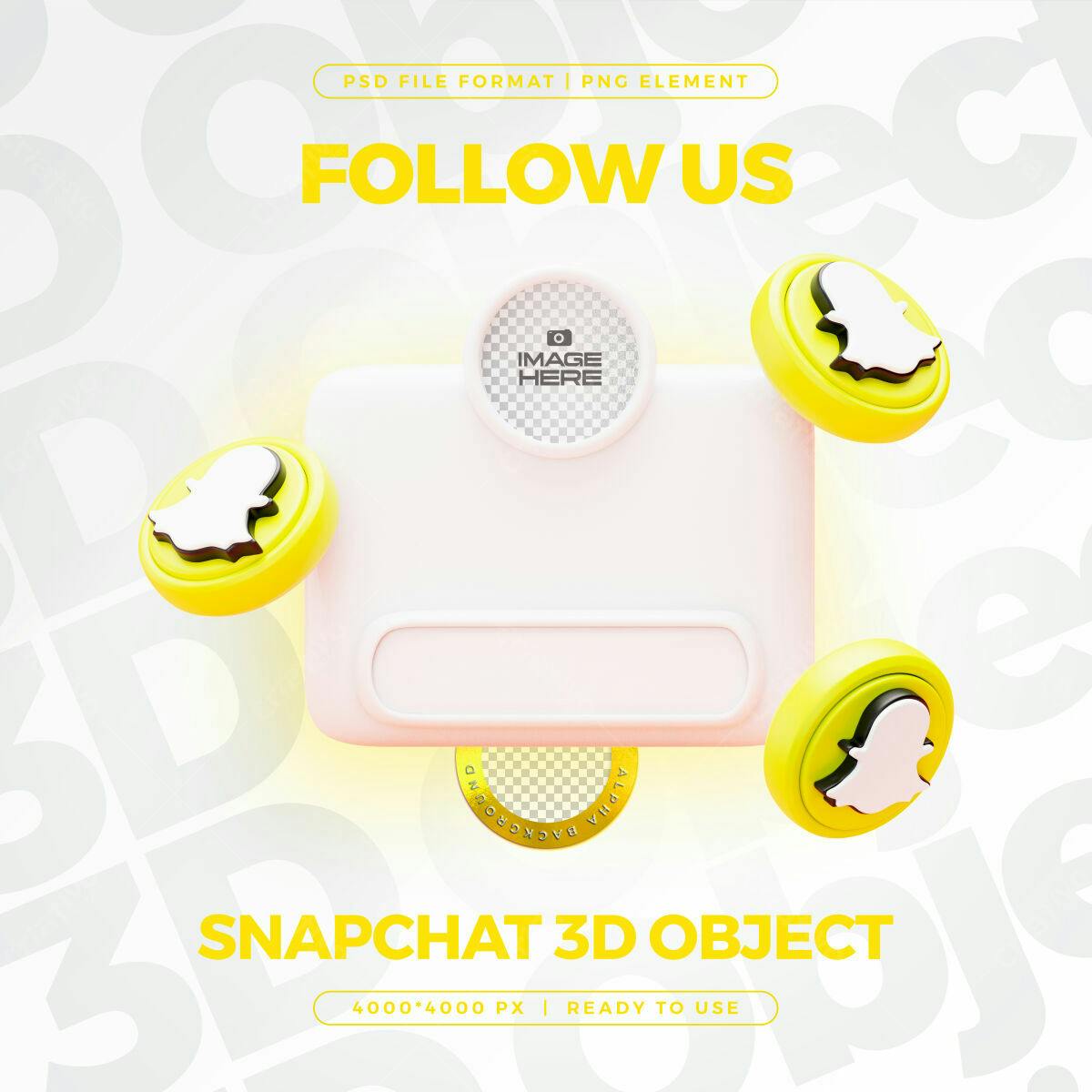 Objeto 3D Snapchat para Mídias Sociais PSD Editável