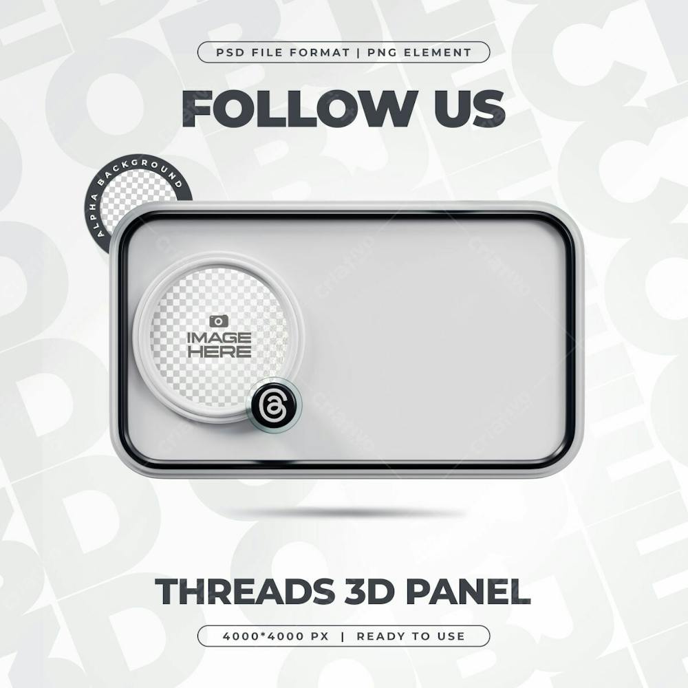 Follow Us On Threads Profile Social Media 3D Render Isolated For Composition