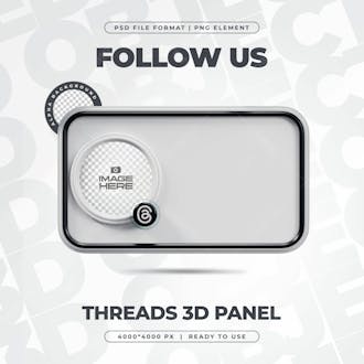 Follow us on threads profile social media 3d render isolated for composition