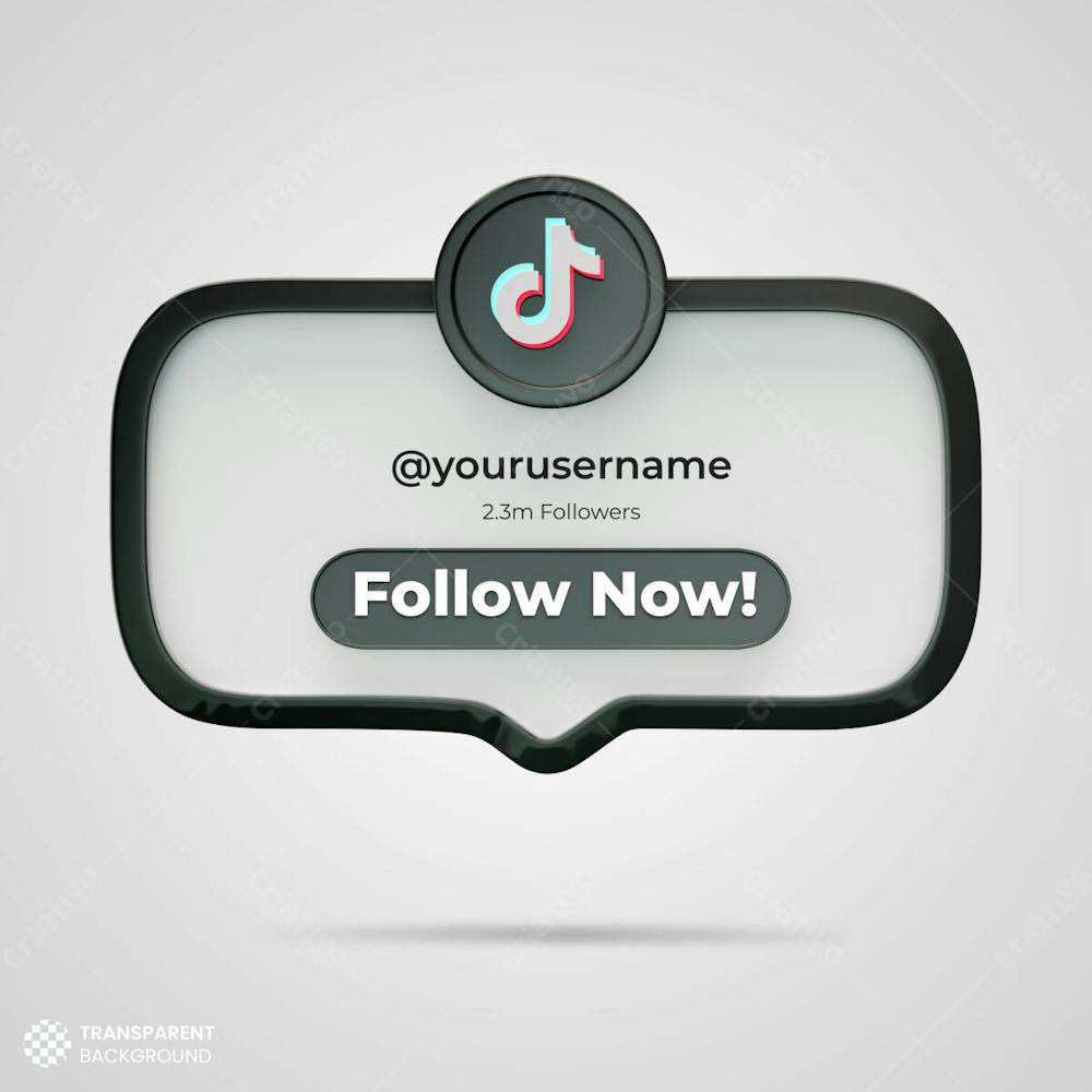 Follow Us On Tik Tok Social Media 3D Render Banner