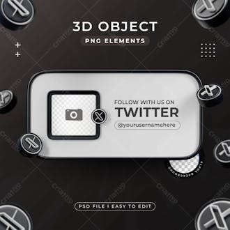 Follow with us on twitter profile social media 3d render isolated for composition