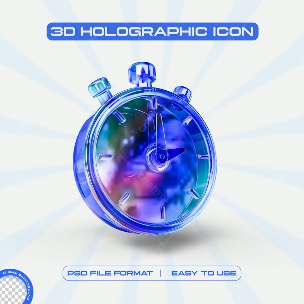 Futuristic Holographic Clock Icon Graphic Design Concept