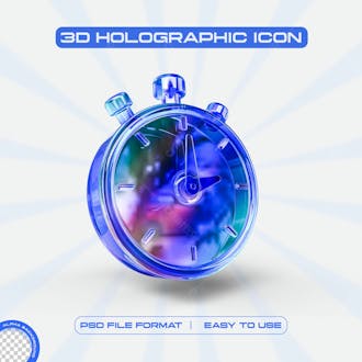 Futuristic holographic clock icon graphic design concept