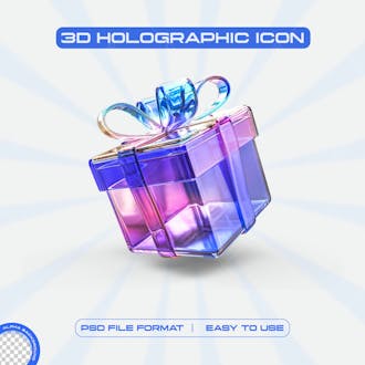 Futuristic holographic gift box icon graphic design concept