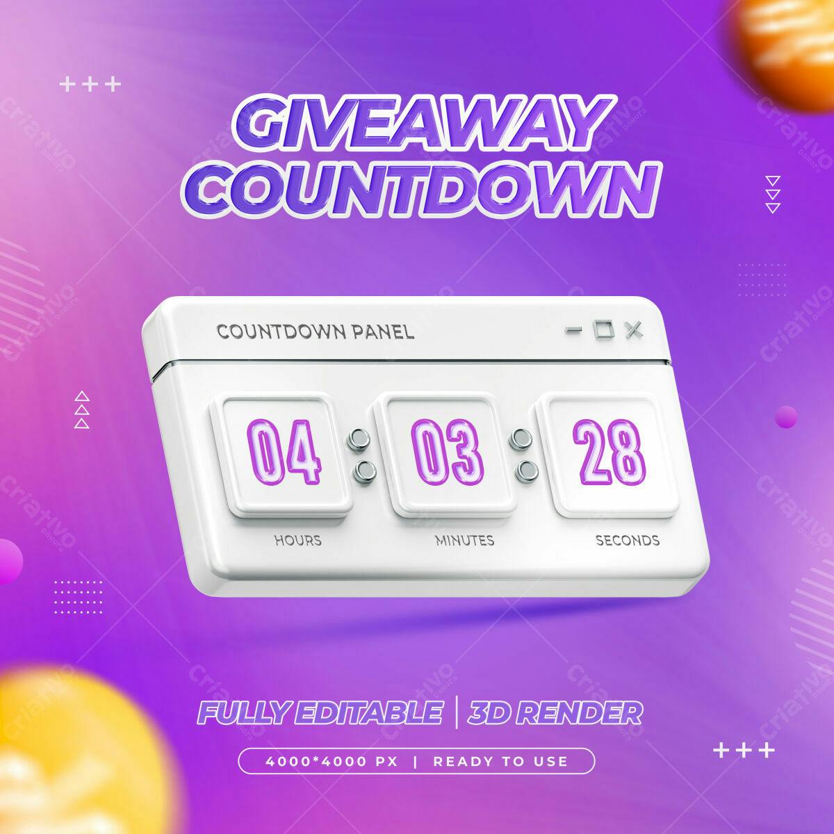 Banner Contagem Regressiva para Giveaway PSD Editável