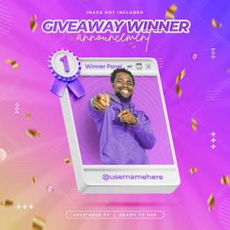 Giveaway winner announcement social media instagram post template