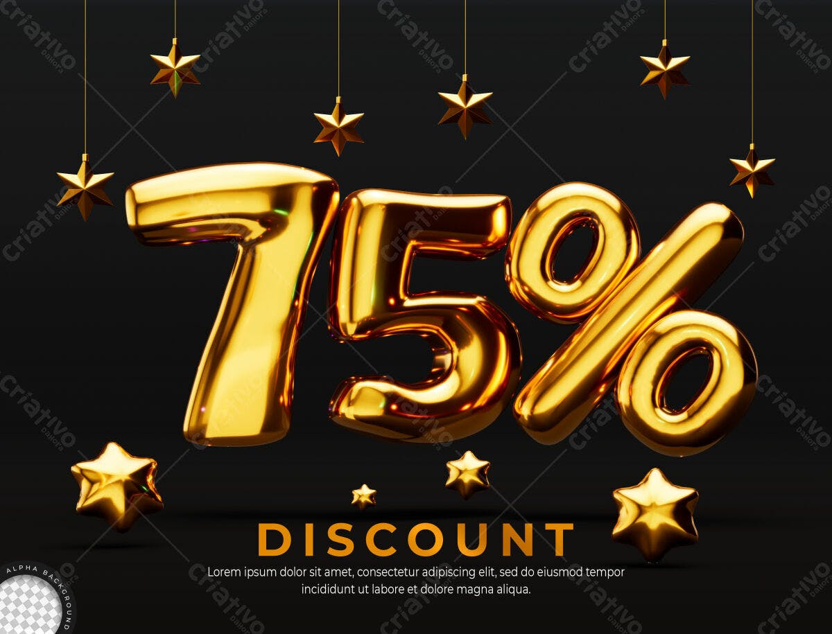 Banner Desconto 75% PSD Editável