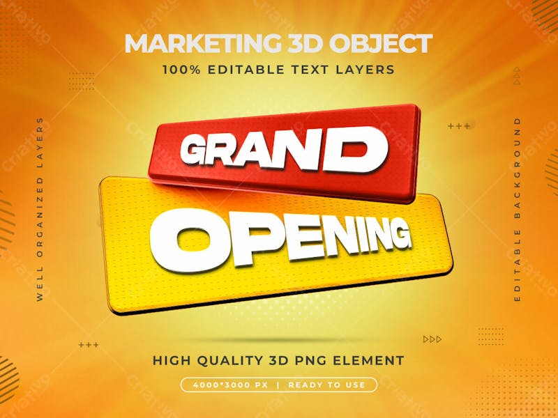 Grand opening sale banner design template with editable text effect