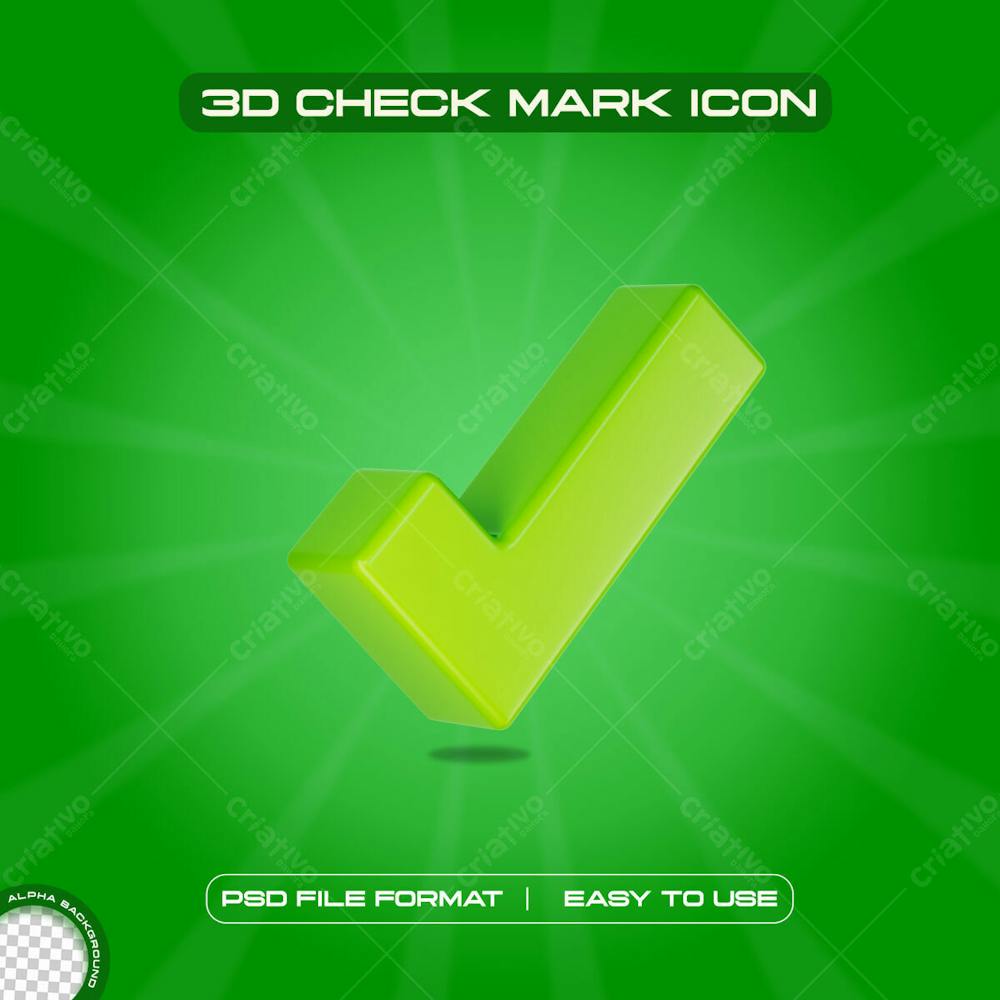 Green Check Mark Symbol Icon 3D Render Illustration