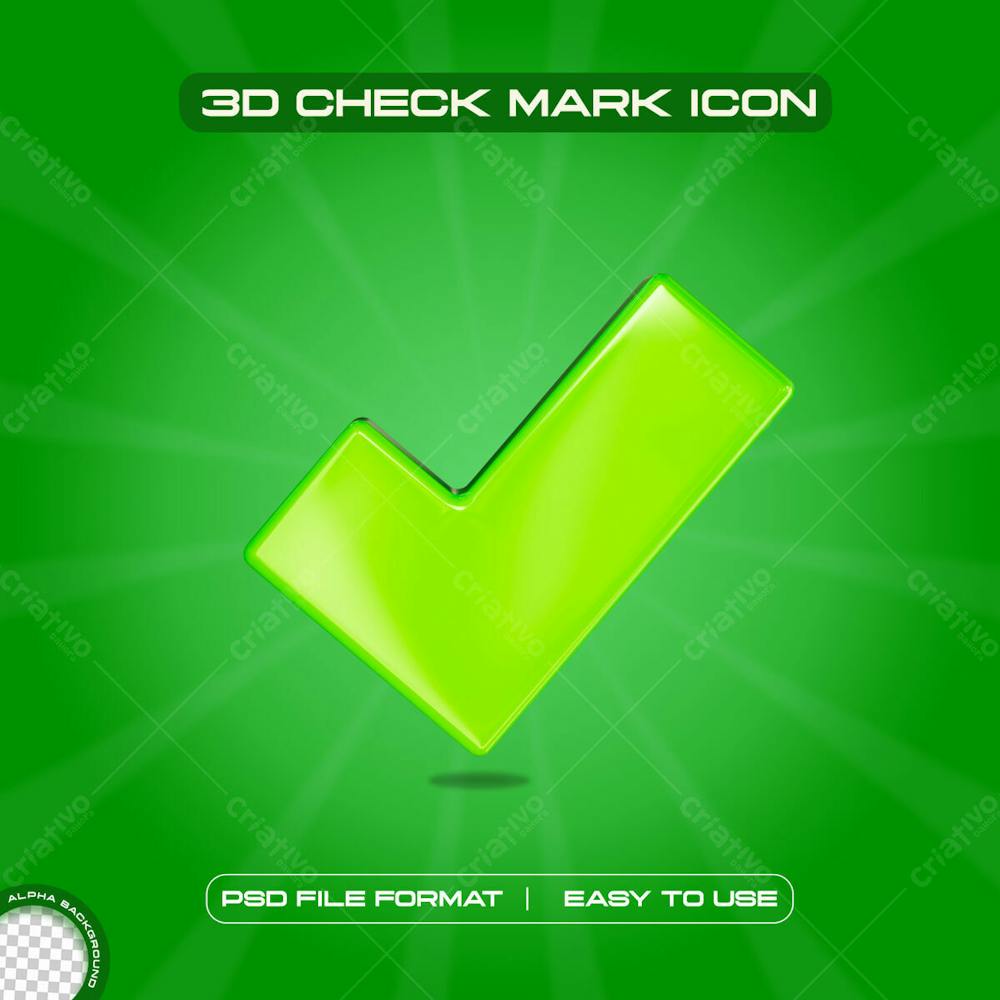 Green Check Mark Symbol Icon 3D Render Illustration